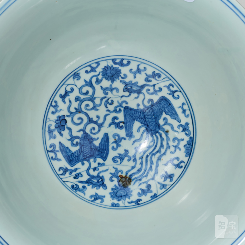 明嘉靖 青花凤穿花纹大碗 - 图7